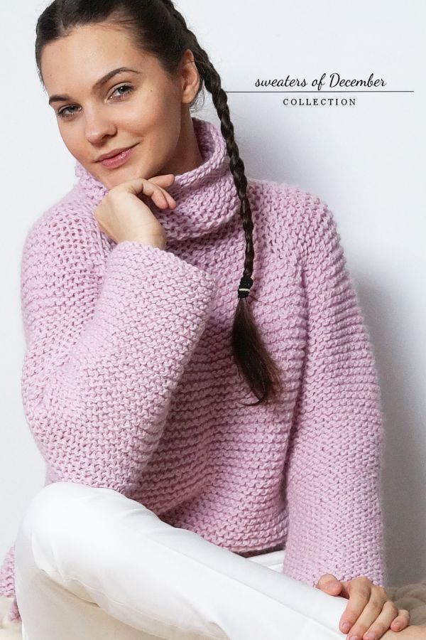 różowy wełniany sweter