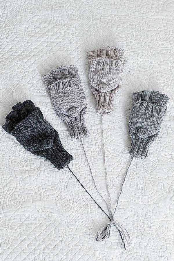 wełniane mitenki rękawiczki z klapką flap mondu