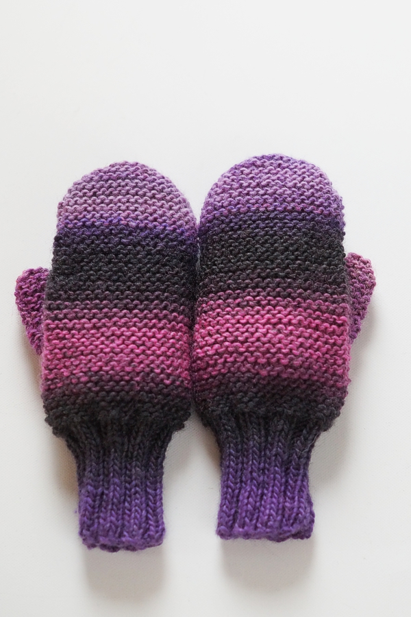 wełniane rękawiczki sjena cieniowane kolorowe fioletowe różowe